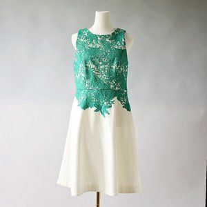 Moulinette Soeurs Embroidered Green & White Dress, Size 8